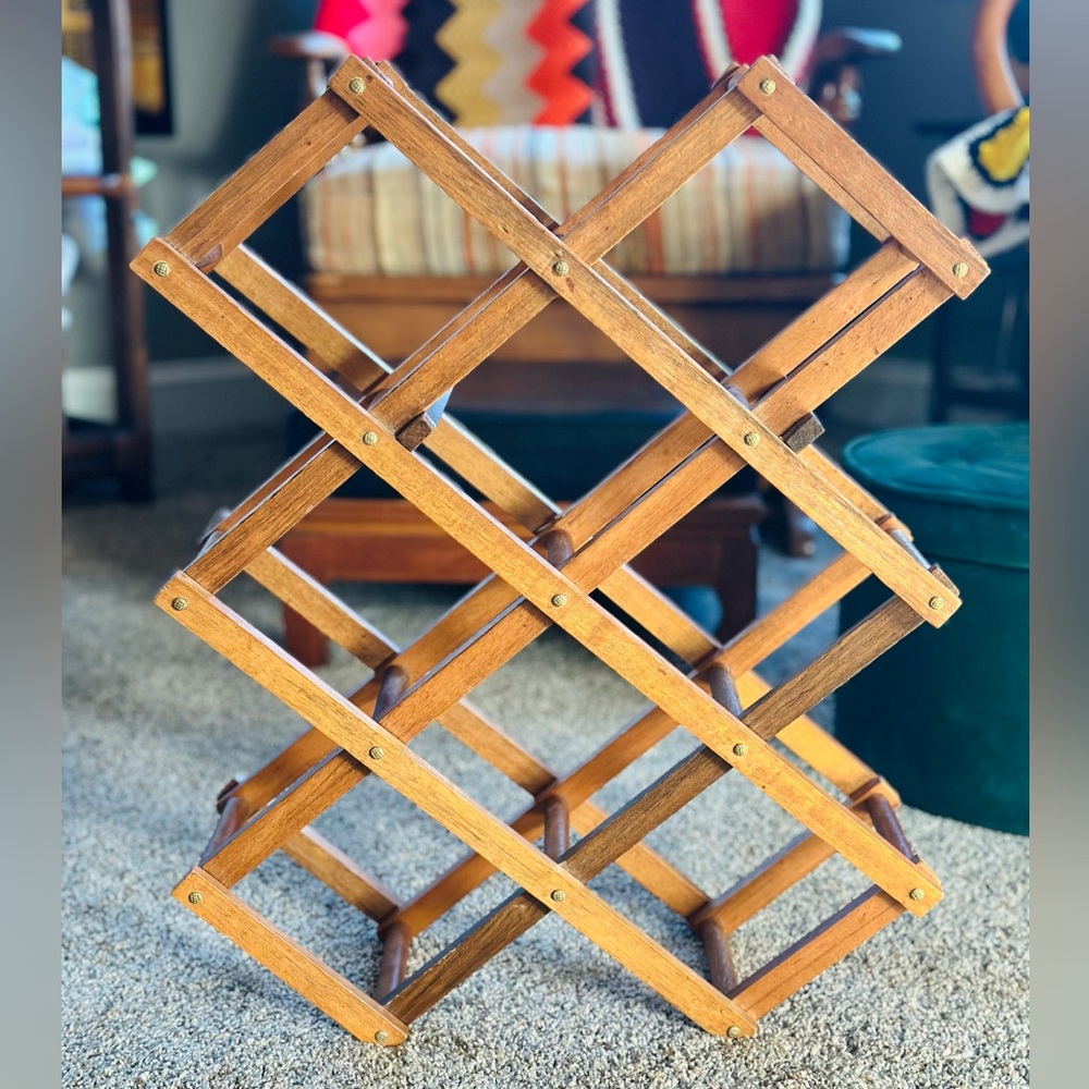 Vintage Midcentury Wooden Expandable Wine Rack